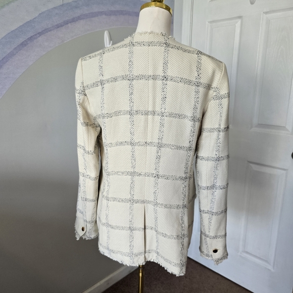 Ann Taylor | 10 | Raw Hem Windowpane Tweed Blazer - Picture 5 of 14